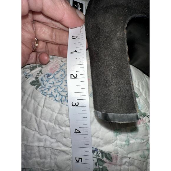 VINTAGE 80s 90s RICHARD TYLER BLACK SUEDE HIGH HEEL BOOTS 8 - Picture 8 of 11